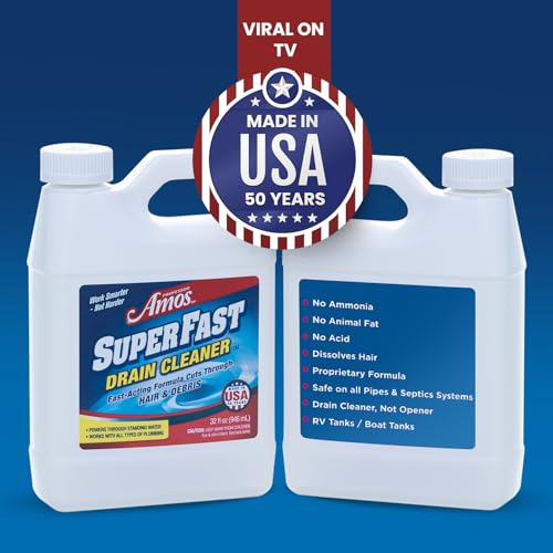 2 Pack Professor Amos Superfast Drain Cleaner Clears Clogs in Minutes Dissolves Hair, Grease & Grime Superfast!