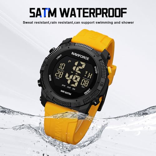 Image of NAVIFORCE Men Sports Waterproof Digital Watches with Stopwatch Alarm Countdown Rubber Strap Wristwatch for Women