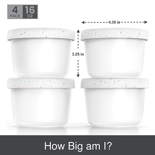 Image of BALCI 16oz Ice Cream Containers - Set of 4 (White Sprinkles)
