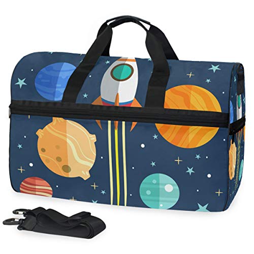 Universum Galaxie Rakete Sporttasche Badetasche mit Schuhfach Reisetaschen Handtasche für Reisen Frauen Mädchen Männer