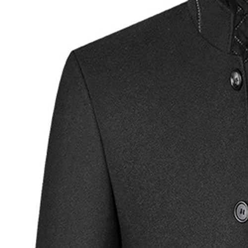 Mens Wool Blend Blazer Jacket Single Breasted Business Blazer Jacket Stand Collar Wool Blend Coat Wih Pockets4