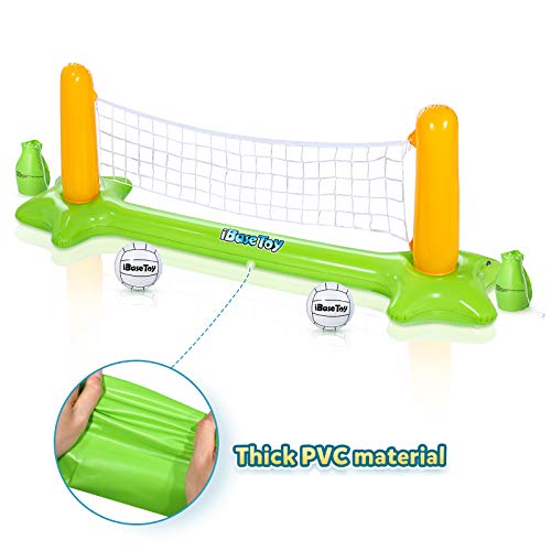 Inflatable Pool Volleyball Set & Basketball Hoop - Pool Toys Pool Games for Kid and Adults, Floating Game with 4 Balls for Swimming Pool - Volleyball Court (106″x29″x38″)|Basketball Hoop (28″x28″x23″)