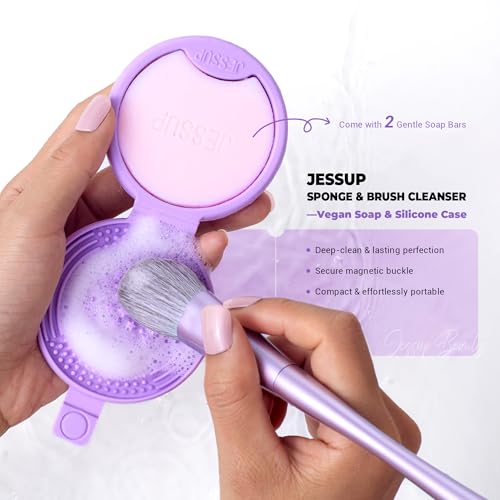Jessup Alfombrilla Limpiadora de Brochas de Maquillaje de Silicona con 2 Jabones Sólidos, Herramienta de Limpieza Portátil para Limpiar Esponjas y Brochas de Maquillaje, A013 - imagen 2