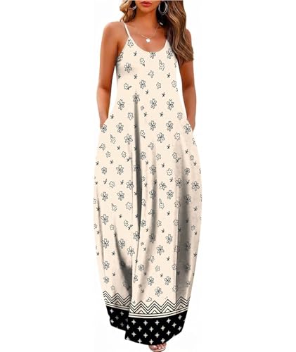 Image of Wolddress Womens Maxi Dress with Pockets 2026 Casual Strap Plus Size Loose Plain Long Office Summer Beach Travel Dresses S-5X