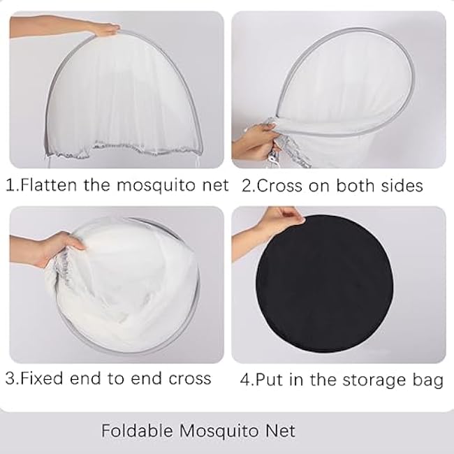 Akiky Bassinet Cover Mosquito Net with Two-Way Zippers Foldable Bassinet Bedside Sleeper Tent to Keep Cats/Bugs Out(White)