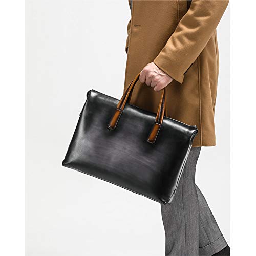 Men's Genuine Leather Briefcase Large Capacity Business Tote (Gray, One_Size)2