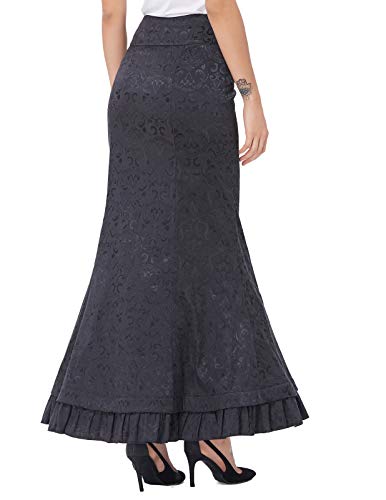 Belle Poque Women's Vintage Long Ruffle Thin Mermaid Steampunk Skirts Size 14 BP0204-1 steampunk buy now online