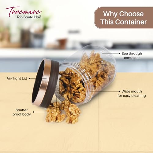 Image of Trueware FESTIVE Plastic Storage Jar & Container Set of 18, Airtight & BPA Free Containers for Kitchen Storage, Grocery Kitchen Container, Multipurpose Transparent Jar, 500ml 6,1000ml 6 & 1500ml 9
