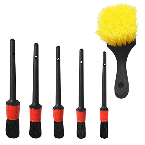 FineGood 5 Piezas de Detallado Sistema de Cepillo con el Cepillo de la Rueda, Detalle del Coche Cepillo de Limpieza Kit de cepillos Juego de neum�ticos y cepillos para Veh�culos