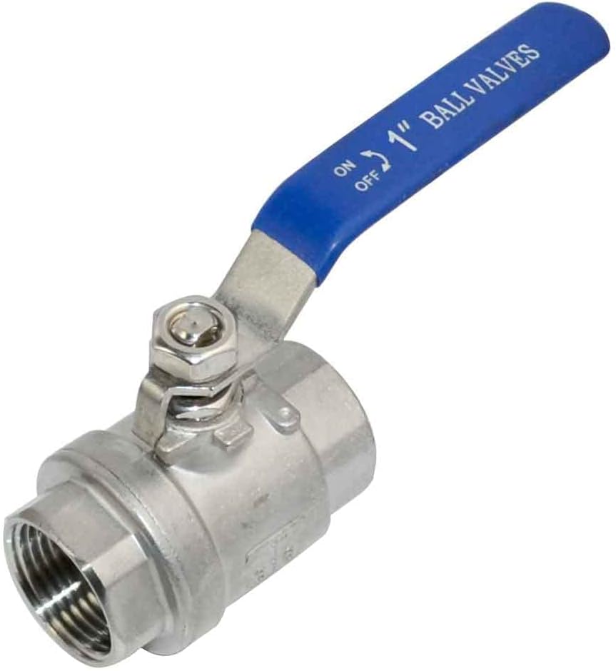 316 Stainless Steel 1/8"~3" Full Port Ball Valve with Blue Vinyl Handle, NPT Female x Female Thread,1000 WOG (1")