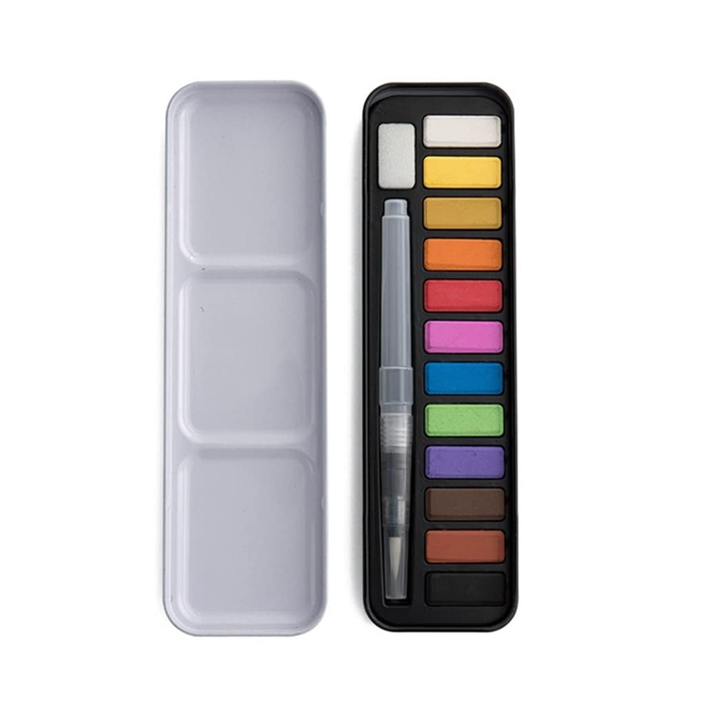 25-teiliges Aquarellfarben-Set, 12 Farben, solides Nylon-Pinsel-Set mit Aufbewahrungstasche
