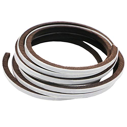 Videopup Adhesive Brush Weather Stripping,196.8In 3/8 Inch X 5/8 Inch Felt Door Pile Weatherstrip Door Sweep Brush For Sliding Sash Door Window Wardrobe Seal (Brown) #TOP21