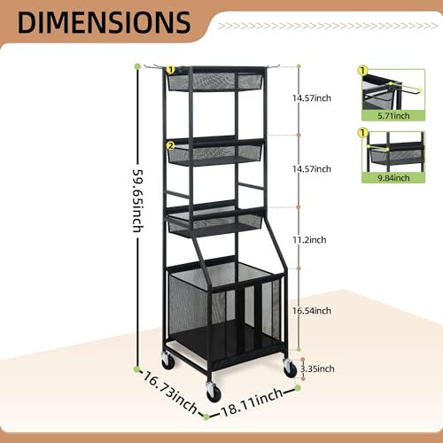 STORAGE MANIAC Ball Storage Bin Rolling Sports Ball Cart, Metal Garage Organizer Sport Rack Basketball Storage Cage for Garage or Gym, Indoor & Outdoor Sports Equipment Organizer with Shelves by STORAGE MANIAC - Image 2