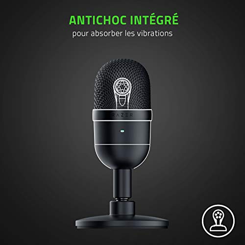 Razer Seiren Mini - Microphone à condensateur USB pour Le Streaming (Compact avec directivité supercardioïde, Support inclinable, Amortisseur de Chocs intégré) Noir