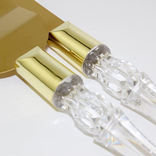 Cake Knife And Server Set Acrylic Stainless Steel Faux Crystal Handle Holiday Thanksgiving Christmas (Gold) #TOP4