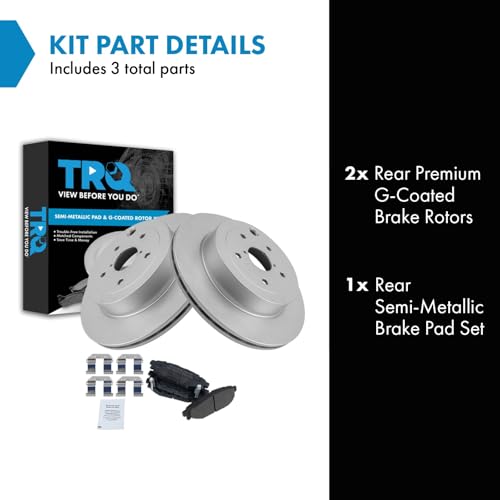 Image of TRQ Rear Brake Pad and Rotor Set Semi Metallic Coated Rotors Compatible with 2008-2014 Subaru Impreza