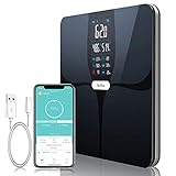 Scales for Body Weight, Large Display Digital Weight Scale with Body Fat, Water Weight, Rechargeable Bathroom Scale for Carpet, Bluetooth BMI Smart Body Fat Scale, 16 Data Sync with App, Heart Rate