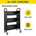 VEVOR Book Cart, 200LBS Library Cart, Single Sided V-Shaped 30x14x49 Inch Rolling Book Cart, Sloped Shelves with 4 Inch Lockable Wheels for Home Shelves Office and School Book Truck in Black