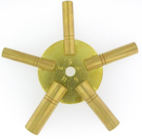 Brass Universal Clock Key for Winding Clocks 5 Prong ODD