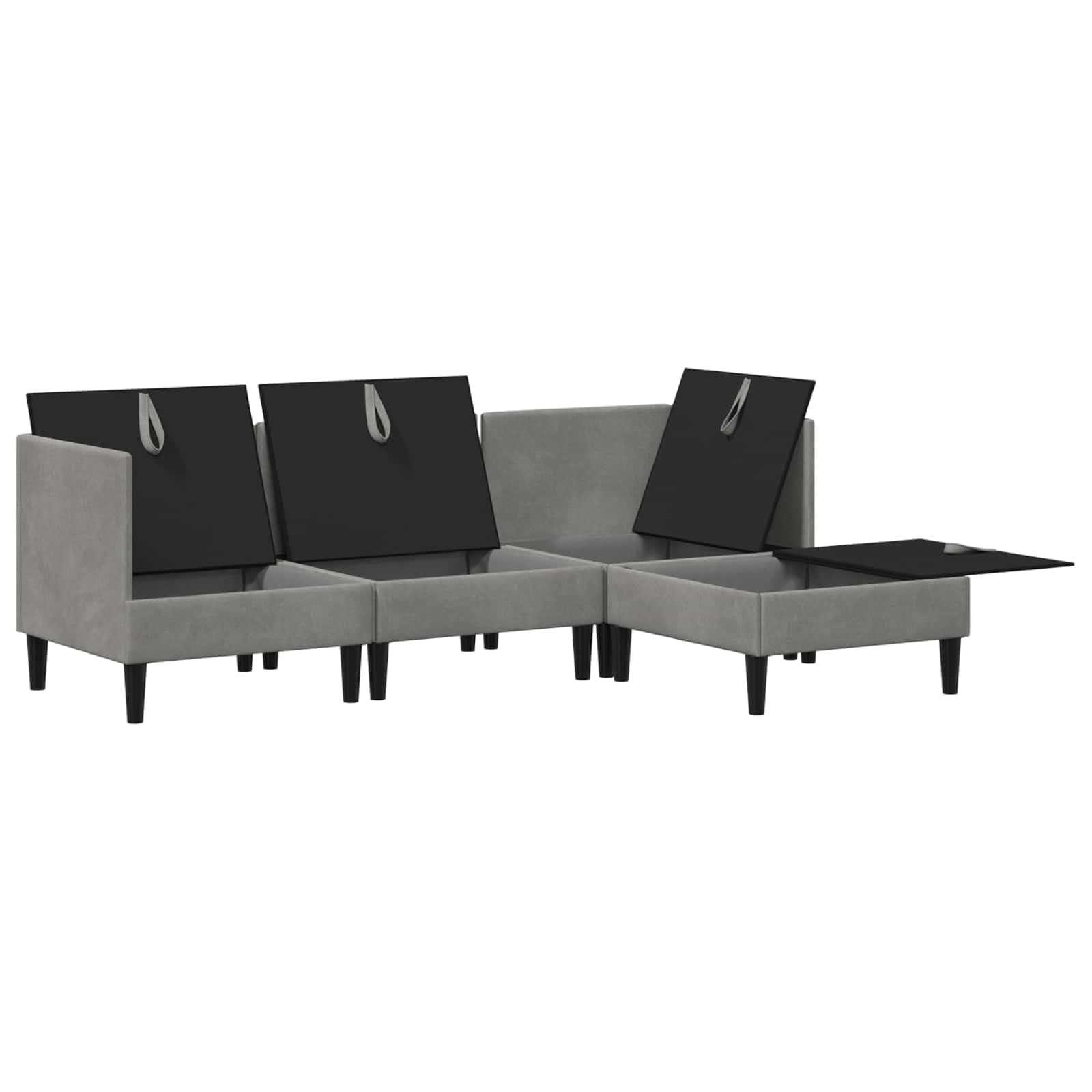 Sofa Wohnzimmer, Wohnzimmer Couch, Wohnzimmer Sofa, Wohnzimmergarnitur 4 STK. Hellgrau Samt