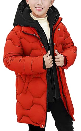 [Panegy] キッズ ジャケット 男の子 アウター 子供 ダウン コート フード付き 女の子 ジュニア 子供服 暖かい 軽量 防寒対策 保温 ガールズ ボーイズ 秋 冬 中綿 ロング丈 通園 通学 レッド 150