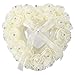 Cojín Romántico para el Portador del Anillo, Almohada para el Anillo de Bodas, Almohada para el Portador del Anillo en Forma de Corazón para la Ceremonia del Banquete de Boda(Blanco lechoso)