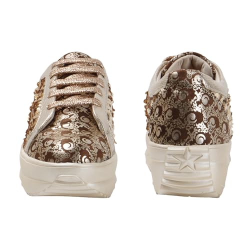 Image of Vendoz Women Wedding & Party High Heel Sneakers I Cushioned Insole I Glittery & Embellished Bridal Wear I Lightweight and Stylish Shoes for Girls CNV4033