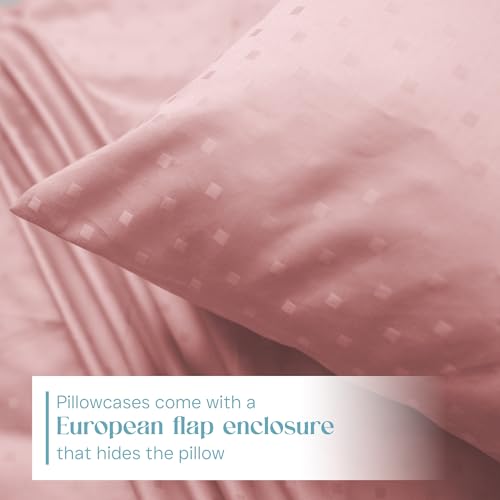Image of Blue Dahlia 100% Cotton, Standard Size Pillow Covers (18 inch x 28 inch), Set of 2 Pillow Covers, Silky Smooth Feel, 300TC Dotted Premium Pillow Covers, Colour: Soft Pink