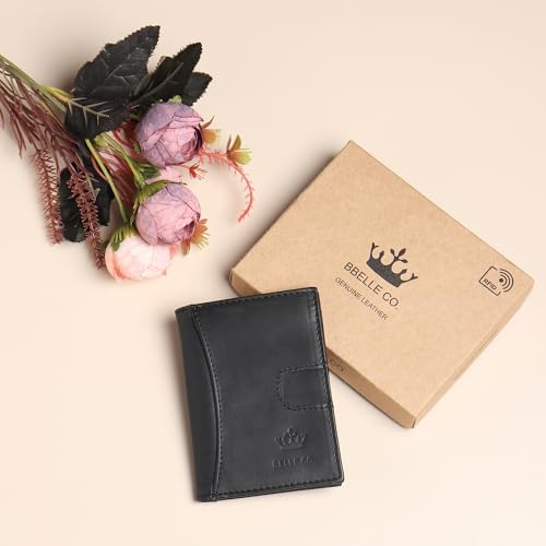 Image of Genuine Leather Bifold RFID Blocking Slim Stylish Credit Debit ATM Card Holder Wallet for Men Women (Black)