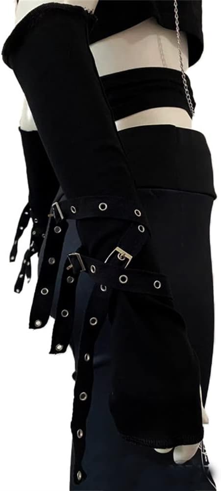 HeiBai Xiong Black Arm Warmers Grunge Gloves Fingerless Goth Rock Arm Sleeve For Women Or Men