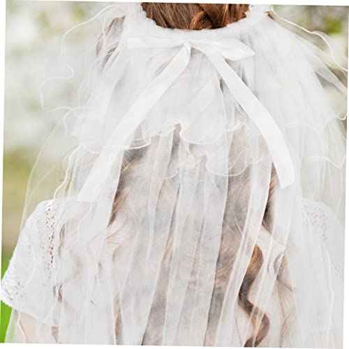 Mikinona 1pc simple veil wreath wreath headband veil garland kids wedding dresses for girls tulle wedding dress Girls First Communion Veil Headband white garland vintage crown3
