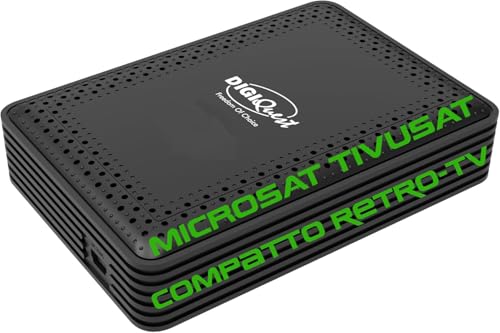 ANFEL Decoder tivùsat RetroTV MICROSAT, DVB-S2 HEVC H265 |AUTOINSTALLANTE | Telecomando 2in1 | SIMcard Tivùsat inclusa | Funzione di registrazione attivabile | Dispositivo abilitato ai canali DAZN