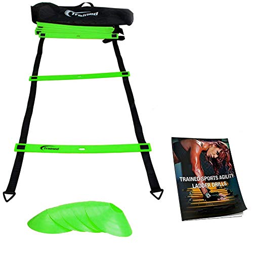 Trained Agility Ladder Bundle 6 Sports Cones, Agility Drills eBook and Carry Case