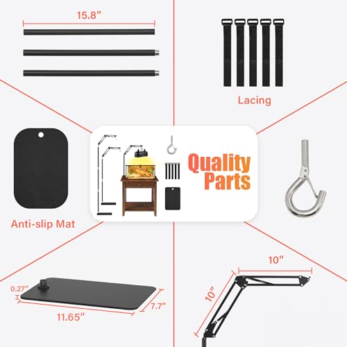 Junwshui STURDY REPTILE HEAT LAMP STAND Reptile Heat Lamp Stand Adjustable Height 15.7Inch To 67.1Inch Tall With 360°Swing Arm Durable Light Fixture Stand For Bearded Dragon Puppies Turtle Chicken thumb #4