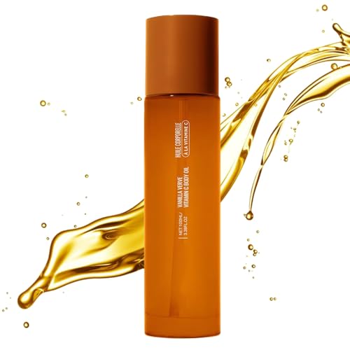 Huile pour le corps, soin du corps, huile de vitamine C, hydratation corporelle, formule douce et brillance naturelle rayonnante, 100 ml