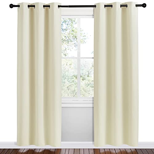 Image of NICETOWN Kitchen Curtains for Decoration, Beige, 2 Panels, W42 x L78 inches, Thermal Insulated Grommet Room Darkening Draperies /Panels for Laundry