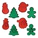 R&M, Christmas Double-Sided Cookie Cutter Stamper Set of 4, Assorted Designs and Sizes, Christmas Tree, Snowman, Santa, Gingerbread Man, Green and Red