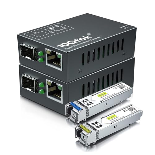 [Mini Size] a Pair of Gigabit Ethernet Bidi Media Converter, SingleMode Single LC Fiber to Ethernet RJ45 Converter for 10/100/1000Base-Tx to 1000Base-LX, UL Certified, 1310-nm, up to 20-km