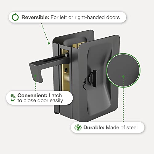 Image of Richelieu Hardware 1701FBPSBC Onward Rectangular Pocket Door Pull with Privacy Lock, 3-1 /4 in (82 mm), Black