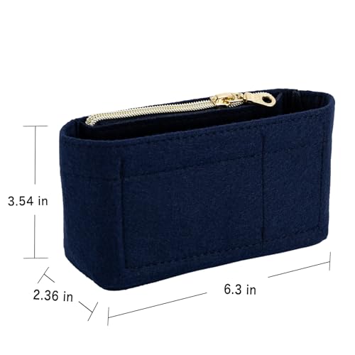 Image of Mini Purse Organizer Insert for Longchamp Le Pliage Mini Bags Felt Inner Bag Liner with Zipper Pocket, Lightweight Storage for Handbags, Blue