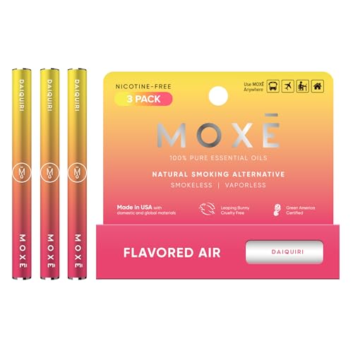 MOXE Natural Daiquiri Air Inhaler | Non Electric Long-Lasting Flavored Air Refreshing Support | Oral Fixation Passionfruit, Orange, Vanilla & Menthol Essential Oils, Craving Relief - 3 Pack