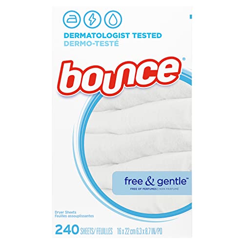 Bounce Free & Gentle Dryer Sheets, 240 Sheets, Unscented Fabric Softener Sheets, Hypoallergenic And Dermatologist Tested #TOP2