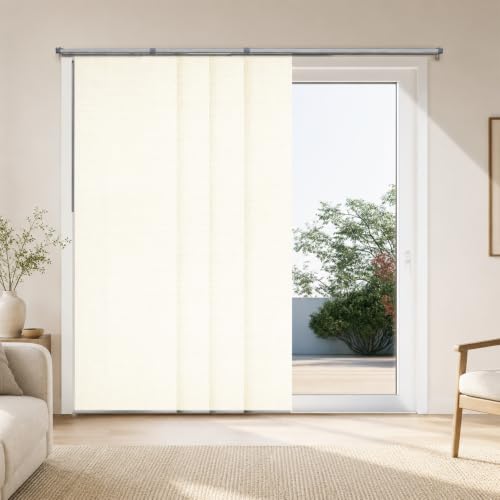CHICOLOGY Panel Track Blinds, Beige Weave, 86"x96", Cordless, Sliding Door