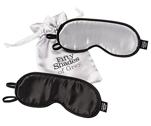 Fifty Shades Of Grey No Peeking Blindfolds - Silky Satin Blindfolds With Stretchy Elastic Straps - 2 Pack With Satin Bag - Black/Grey #TOP15