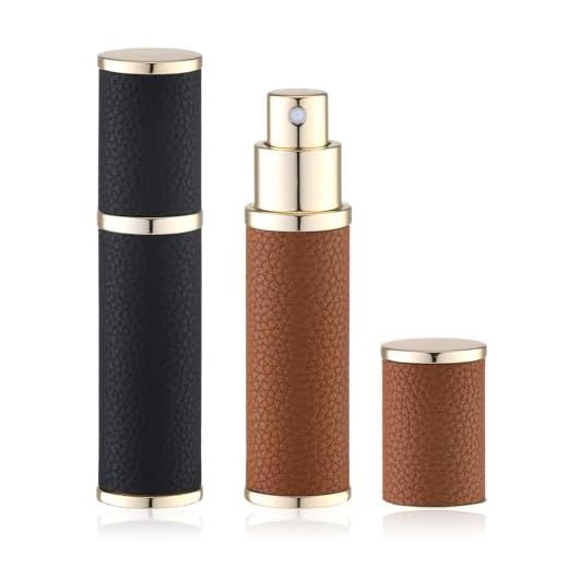 Fusupak Frasco de perfume de viagem recarregável - mini pulverizador atomizador de colônia portátil - recipiente dispensador de fragrância de tamanho vazio para viagem - 10 ml, preto, marrom, 2 peças