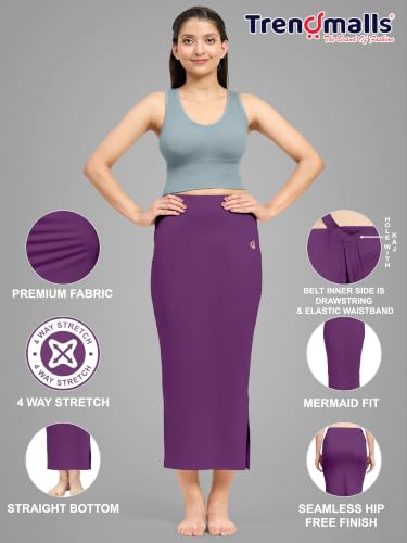 Image of TRENDMALLS Women's Polyester Spandex Stretchable Straight Saree Shapewear Petticoat for Women, Cotton Blended, Skirts for Women, Saree Shaper