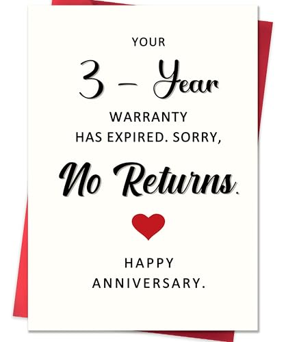 Smithtuy Funny 3rd Anniversary Card,3 Year Anniversary Card Gifts for Him Her Boyfriend...