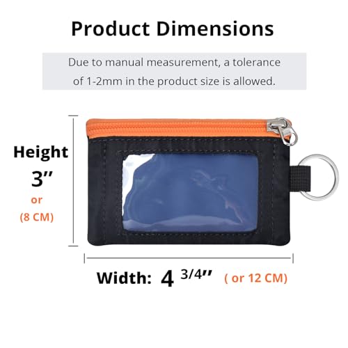 Image of RFID Blocking Travel Wallet with Adjustable Lanyard, Small Nylon Zipper Pouch and Badge Holder for ID, Credit Cards, Cash, Keys, Commuters (Navy+Black)
