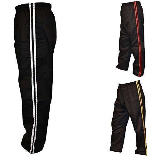 TurnerMAX Artes Marciales Karate Pantalones Negro con Raya Blanca 170