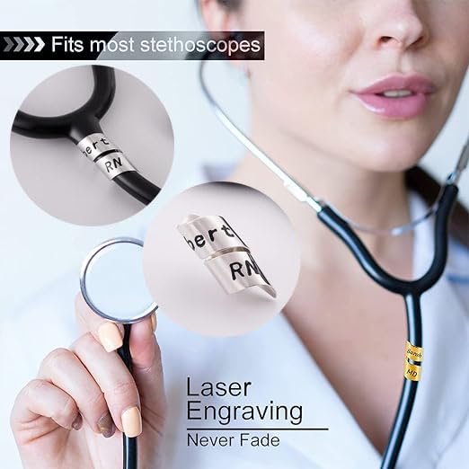 Miniatura 6 de Etiqueta de nombre de estetoscopio personalizada, dijes de identificación de estetoscopio personalizados para enfermeras, médicos, asistentes